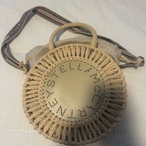 Stella McCartney Round Logo Raffia Crossbody Bag